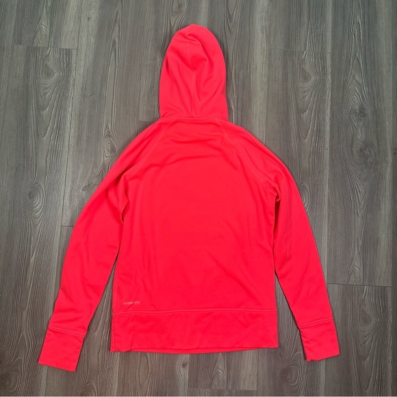 Nike Therma Fit Hoodie Women’s Medium Neon Pink Black Logo Pullover Sweatshirt - Picture 5 of 7